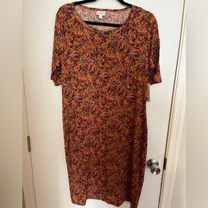 Size XL Lularoe Julia dress in orange and floral pattern